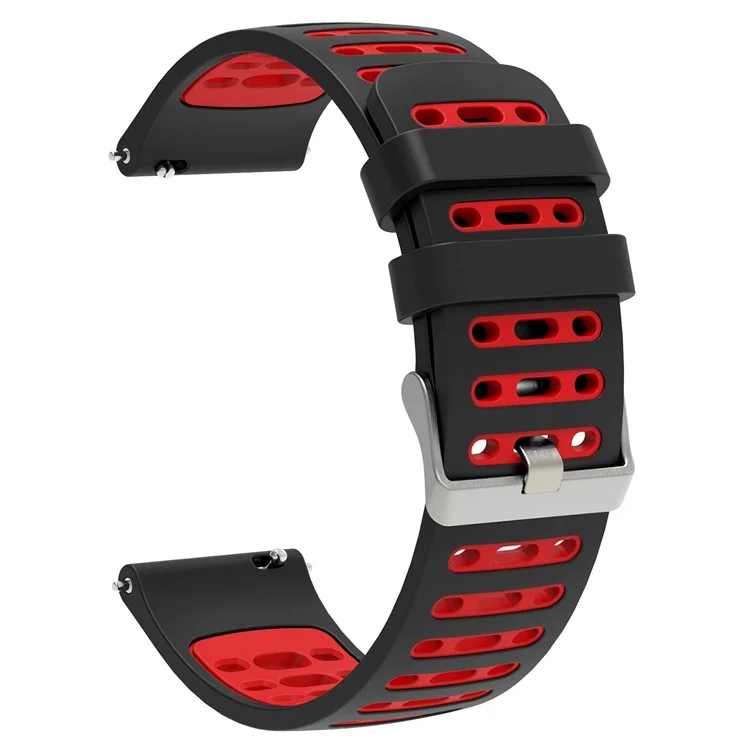 Pulseira de silicone de 18 mm para Huawei Watch GT 5 Pro 42 mm / GT 5 41 mm / Garmin Forerunner 265S Dual Color - Preto+Vermelho