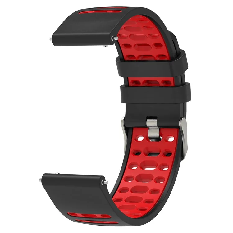 22mm Silicone Band for Keep Watch Pilot 1 / Xiaomi Watch S4 / Huawei Watch GT 5 Pro 46mm Dual Color Watch Strap - Black+Red