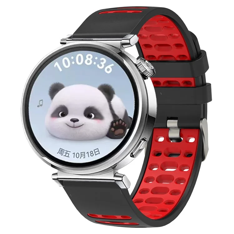 22mm Silicone Band for Keep Watch Pilot 1 / Xiaomi Watch S4 / Huawei Watch GT 5 Pro 46mm Dual Color Watch Strap - Black+Red