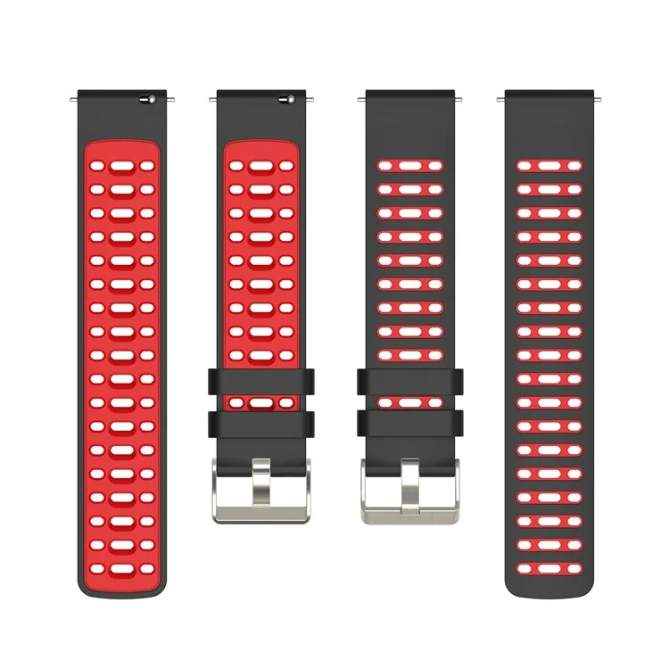 22mm Silicone Band for Keep Watch Pilot 1 / Xiaomi Watch S4 / Huawei Watch GT 5 Pro 46mm Dual Color Watch Strap - Black+Red