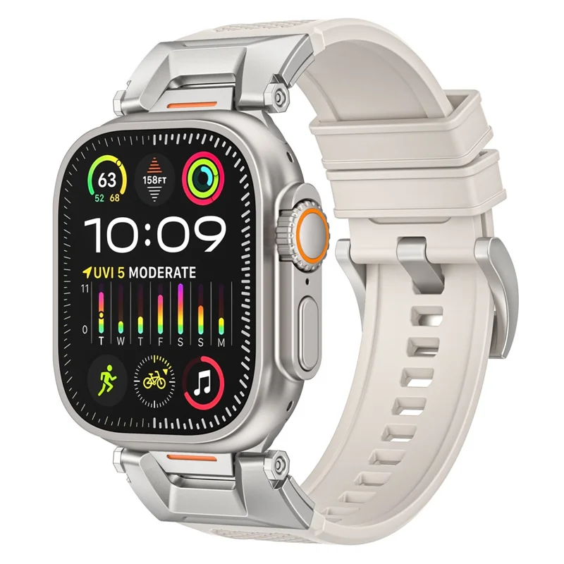 LEMONDA Watch Strap For Apple Watch Series 10 Ultra 9 8 7 SE 6 5 4 3 2 1 46mm 49mm 45mm 44mm 42mm Soft Rubber Sport Band - Starlight