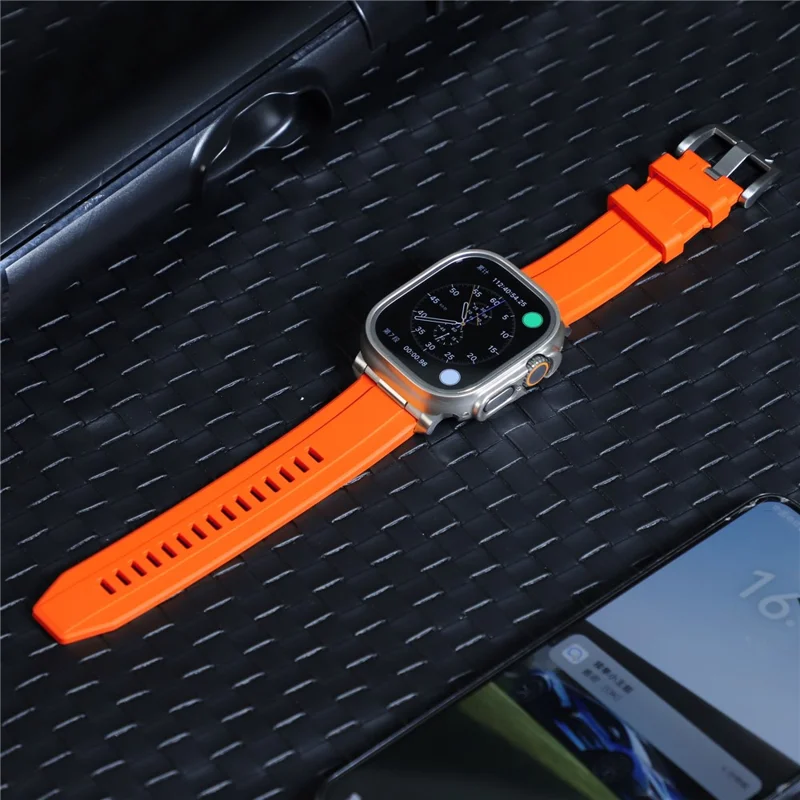 Pulseiras de relógio LEMONDA para Apple Watch Series 10 Ultra 9 8 7 SE 6 5 4 3 2 1 46mm 49mm 45mm 44mm 42mm - Conector de laranja+prata
