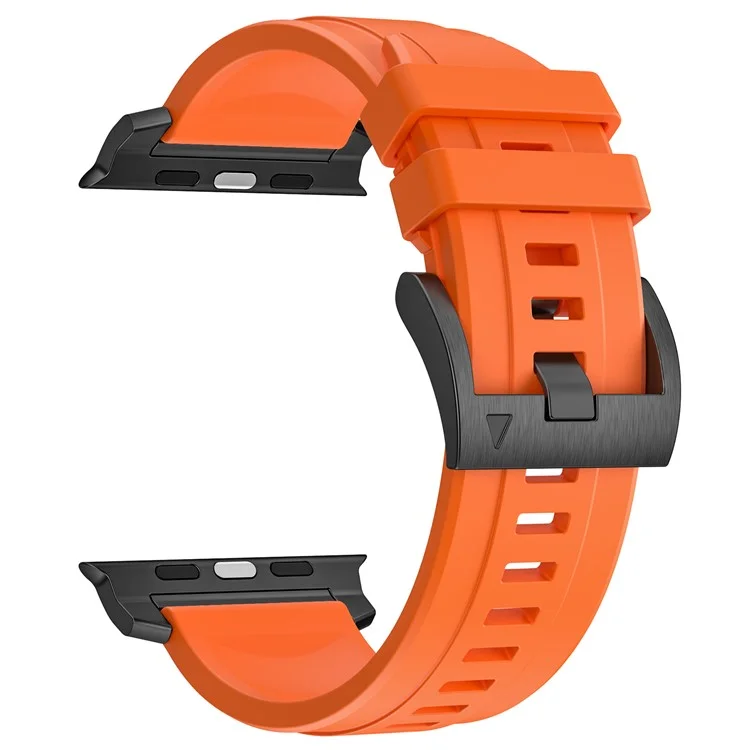 LEMONDA Watch Bands For Apple Watch Series 10 Ultra 9 8 7 SE 6 5 4 3 2 1 46mm 49mm 45mm 44mm 42mm Silicone Strap - Orange+Black Connector