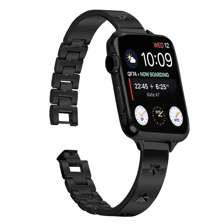 Замена ремешка для Apple Watch Series 10 9 8 7 SE 6 5 4 3 2 1 42 мм 41 мм 40 мм 38 мм Металлический ремешок для часов - Черный