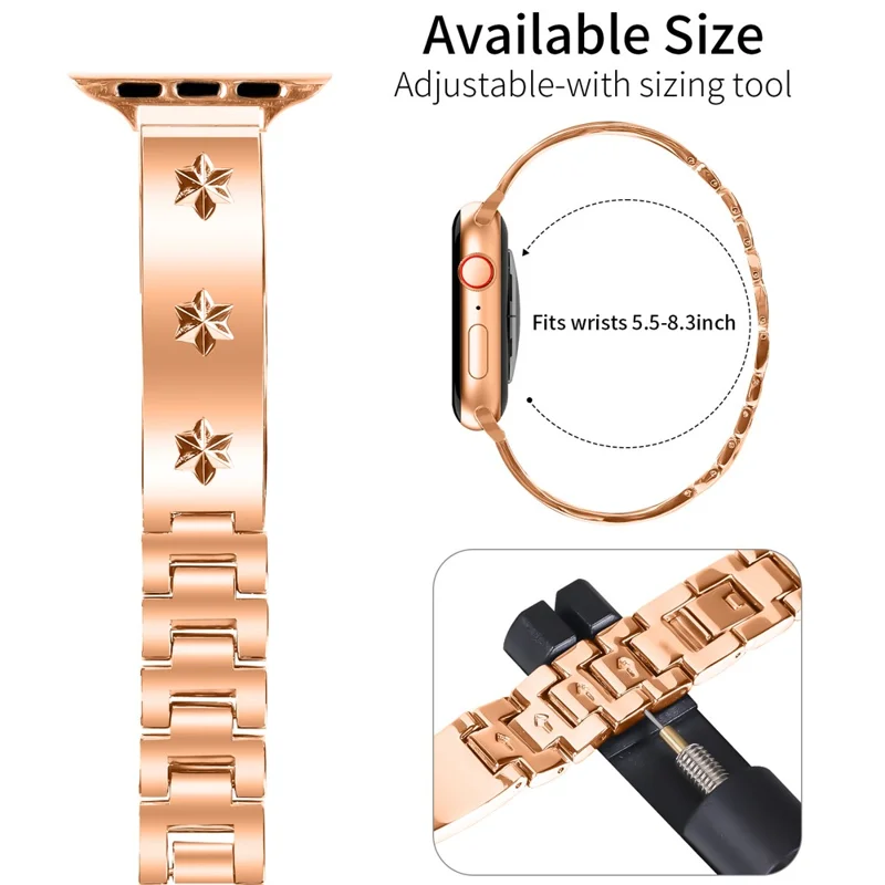 Bracelet de rechange pour Apple Watch Séries 10 9 8 7 SE 6 5 4 3 2 1 42mm 41mm 40mm 38mm - Or rose