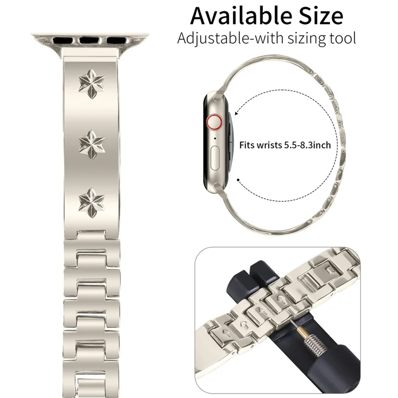 Replacement Strap for Apple Watch Series 10 9 8 7 SE 6 5 4 3 2 1 42mm 41mm 40mm 38mm Metal Watch Band - Starlight