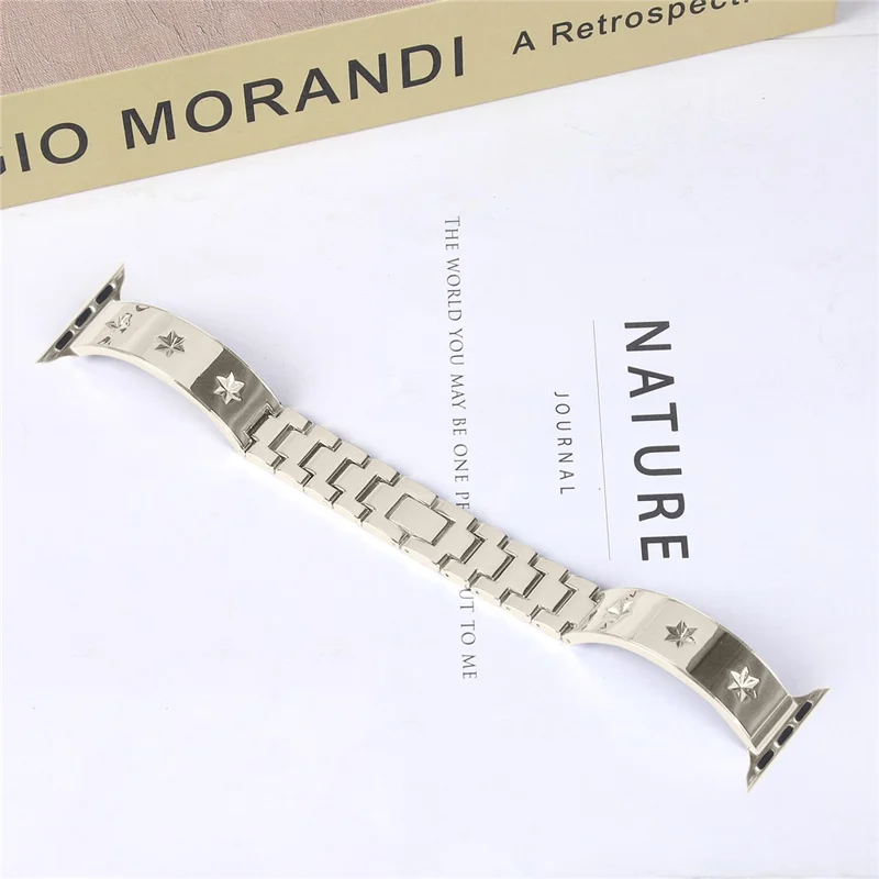 Replacement Strap for Apple Watch Series 10 9 8 7 SE 6 5 4 3 2 1 42mm 41mm 40mm 38mm Metal Watch Band - Starlight