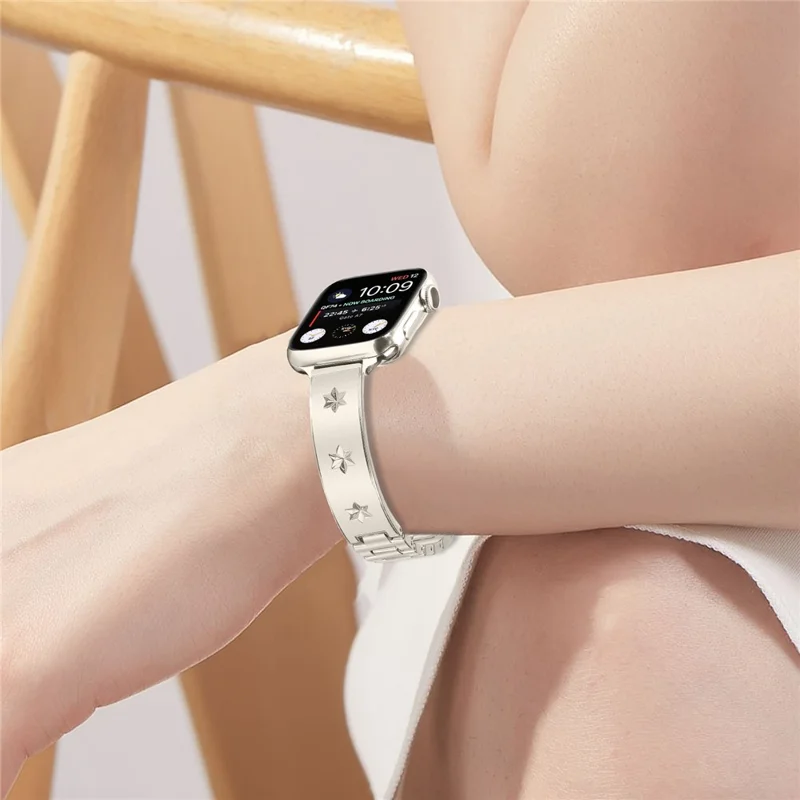 Replacement Strap for Apple Watch Series 10 9 8 7 SE 6 5 4 3 2 1 42mm 41mm 40mm 38mm Metal Watch Band - Starlight