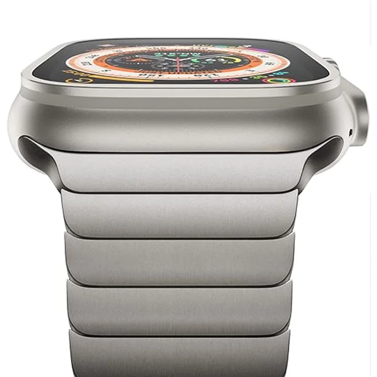Watch Band For Apple Watch Series 10 9 8 7 SE 6 5 4 3 2 1 42mm 41mm 40mm 38mm 1-Bead Bamboo Link Stainless Steel Strap - Titanium