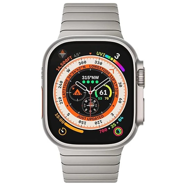 Watch Band For Apple Watch Series 10 9 8 7 SE 6 5 4 3 2 1 42mm 41mm 40mm 38mm 1-Bead Bamboo Link Stainless Steel Strap - Titanium