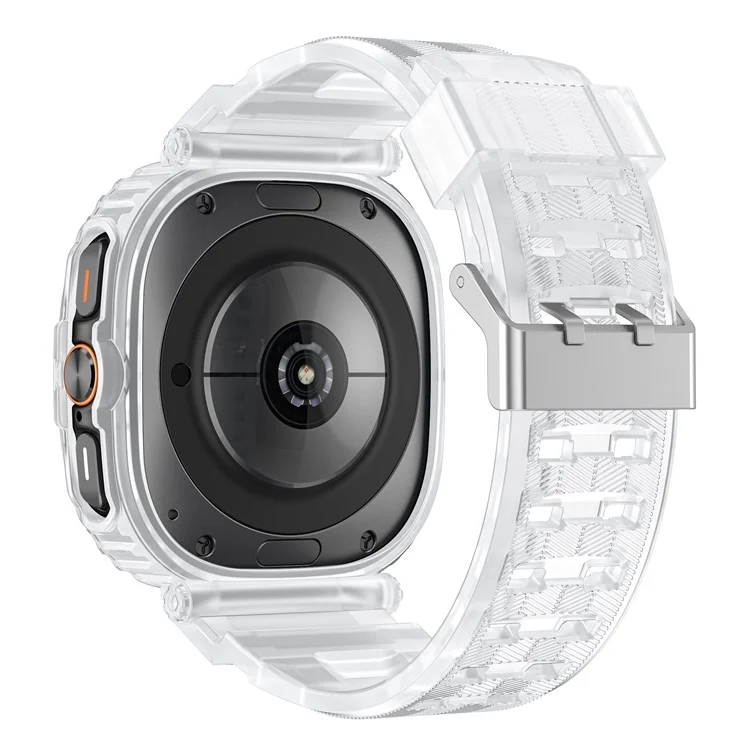 Correa de reloj para Samsung Galaxy Watch Ultra 47 mm, banda de reloj integrada de TPU+PC transpirable con carcasa - Transparente