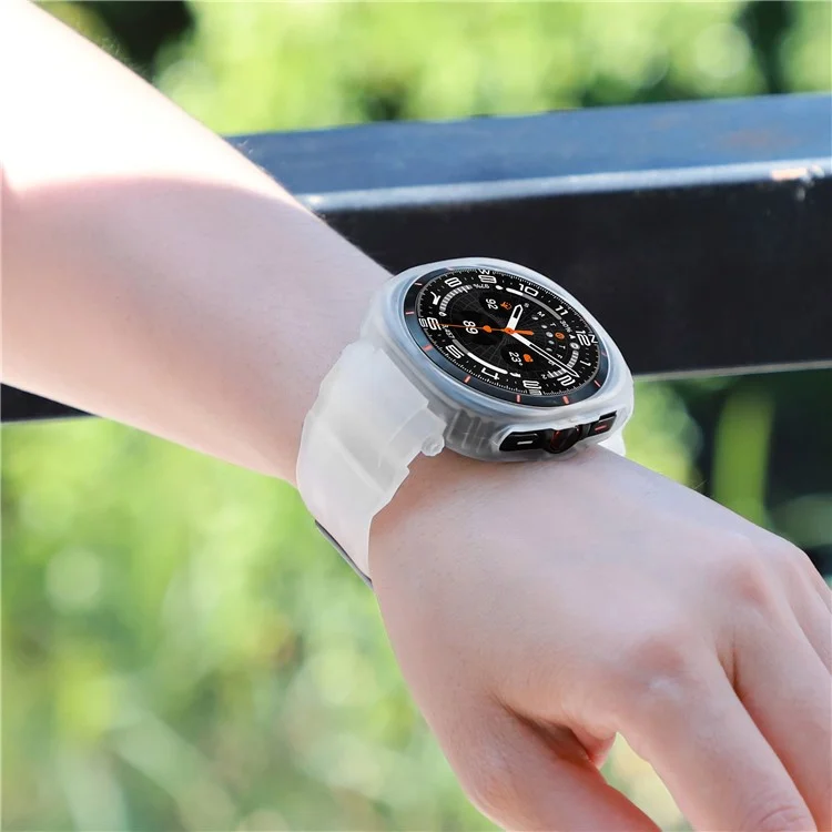 Correa de reloj para Samsung Galaxy Watch Ultra 47 mm, banda de reloj integrada de TPU+PC transpirable con carcasa - Transparente
