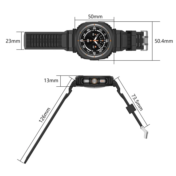 Correa de reloj para Samsung Galaxy Watch Ultra 47 mm, banda de reloj integrada de TPU+PC transpirable con carcasa - Transparente