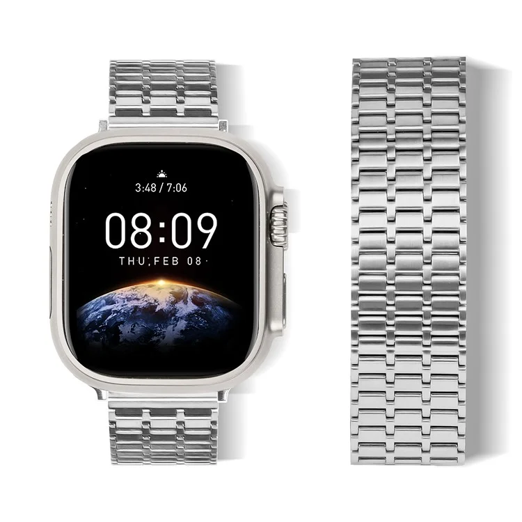 LEMONDA Magnetic Strap For Apple Watch Series 10 Ultra 9 8 7 SE 6 5 4 3 2 1 46mm 49mm 45mm 44mm 42mm Metal Watch Band - Silver