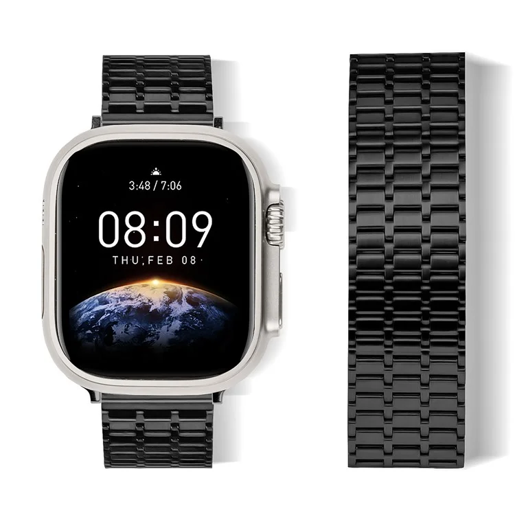 LEMONDA Para Apple Watch Series 10 Ultra 9 8 7 SE 6 5 4 3 2 1 46mm 49mm 45mm 44mm 42mm Correa magnética de metal para reloj - Negro