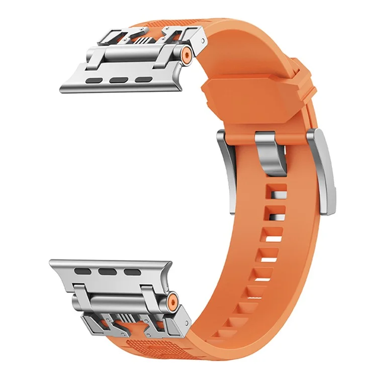 Cinturino in TPU Armor KALEBOL per Apple Watch Series 10 Ultra 9 8 7 SE 6 5 4 3 2 1 da 46 mm, 49 mm, 45 mm, 44 mm, 42 mm - Argento+Arancione