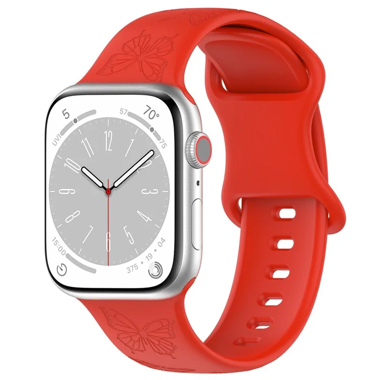 КАЛЕДОЛ ремешок для часов с рисунком бабочки для Apple Watch Series 10 Ultra 9 8 7 SE 6 5 4 3 2 1 46мм 49мм 45мм 44мм 42мм - Красный