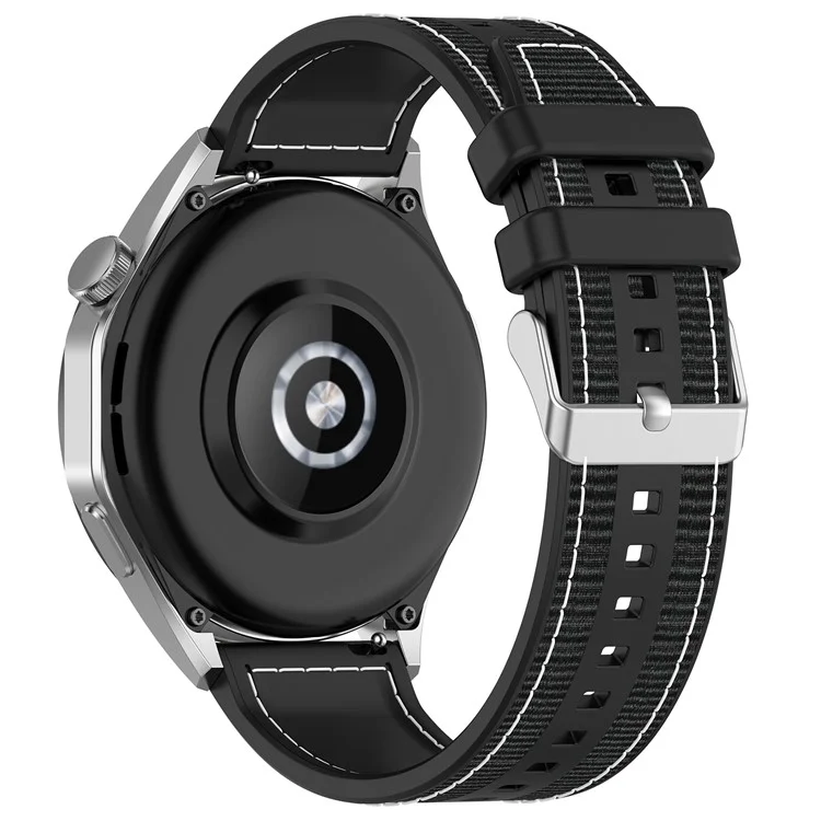KALEBOL 22-миллиметровый силиконовый + нейлоновый ремешок для часов для Samsung Galaxy Watch3 45 мм / Huawei Watch GT 4 46 мм - Черный