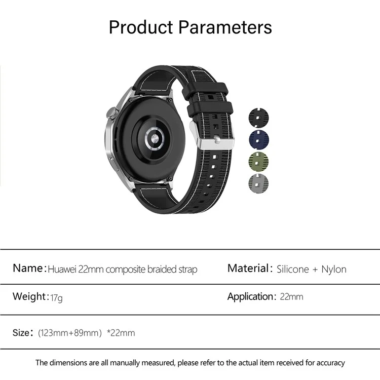 KALEBOL 22-миллиметровый силиконовый + нейлоновый ремешок для часов для Samsung Galaxy Watch3 45 мм / Huawei Watch GT 4 46 мм - Черный