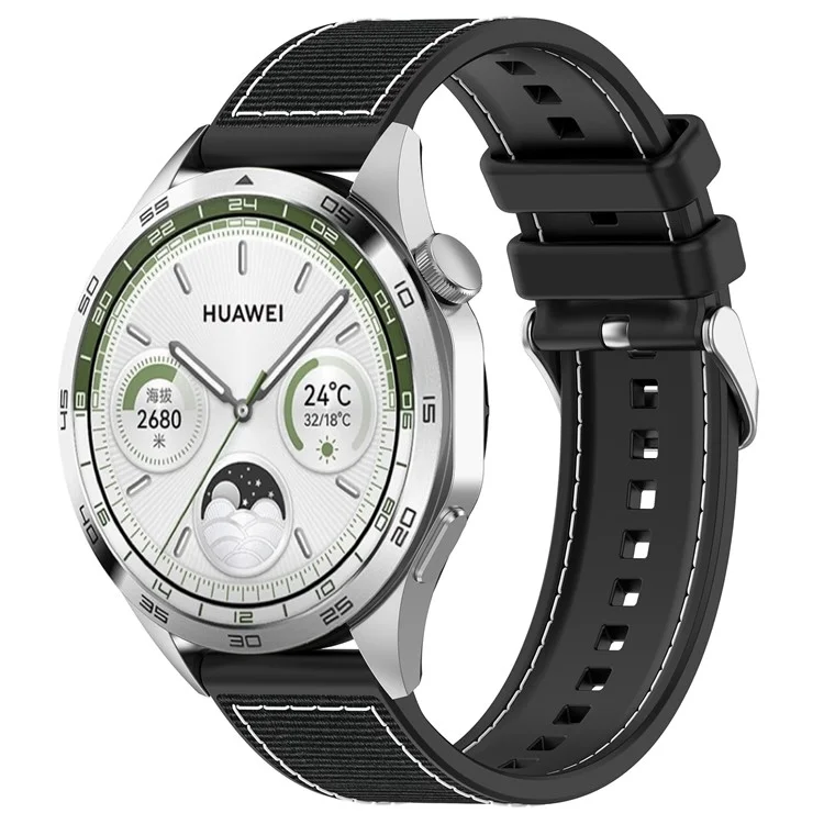 KALEBOL 22-миллиметровый силиконовый + нейлоновый ремешок для часов для Samsung Galaxy Watch3 45 мм / Huawei Watch GT 4 46 мм - Черный