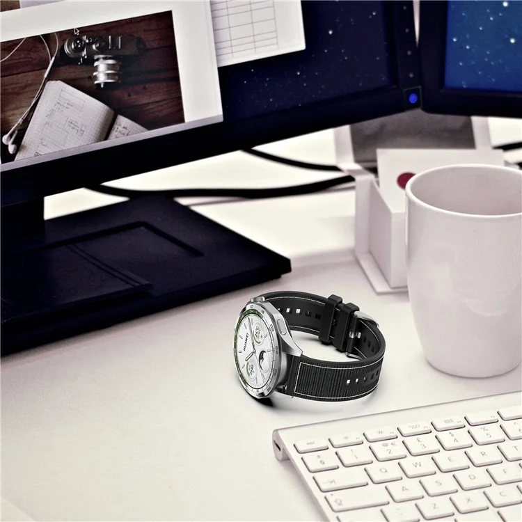 KALEBOL 22-миллиметровый силиконовый + нейлоновый ремешок для часов для Samsung Galaxy Watch3 45 мм / Huawei Watch GT 4 46 мм - Черный