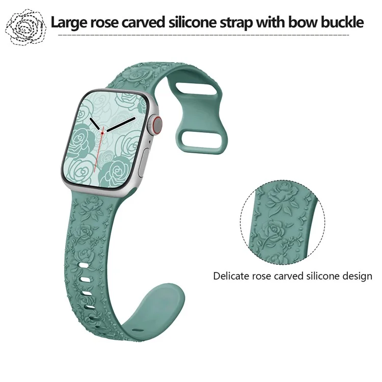 Ремешок для часов Apple Watch Series 10 Ultra 9 8 7 SE 6 5 4 3 2 1 46 мм 49 мм 45 мм 44 мм 42 мм KALEBOL с тиснением в форме розы - молочный чай