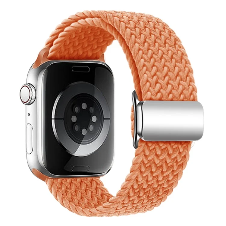 KALEBOL Magnetic Watch Strap for Apple Watch Series 10 9 8 7 SE 6 5 4 3 2 1 42mm 41mm 40mm 38mm Nylon Braided Wrist Band - Orange