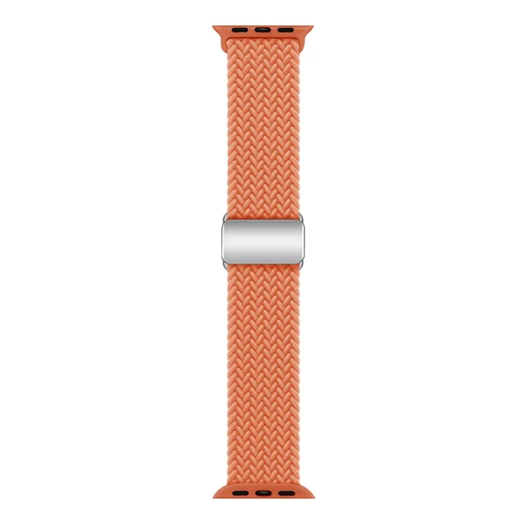 KALEBOL Magnetic Watch Strap for Apple Watch Series 10 9 8 7 SE 6 5 4 3 2 1 42mm 41mm 40mm 38mm Nylon Braided Wrist Band - Orange