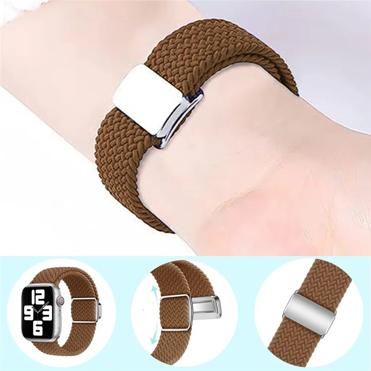 KALEBOL Magnetic Watch Strap for Apple Watch Series 10 9 8 7 SE 6 5 4 3 2 1 42mm 41mm 40mm 38mm Nylon Braided Wrist Band - Orange