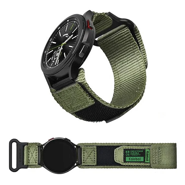 KALEBOL 22mm Nylon Watch Strap for Samsung Galaxy Watch3 45mm / Huawei Watch GT 5 46mm / GT 5 Pro 46mm Wrist Band with Magic Tape - Army Green