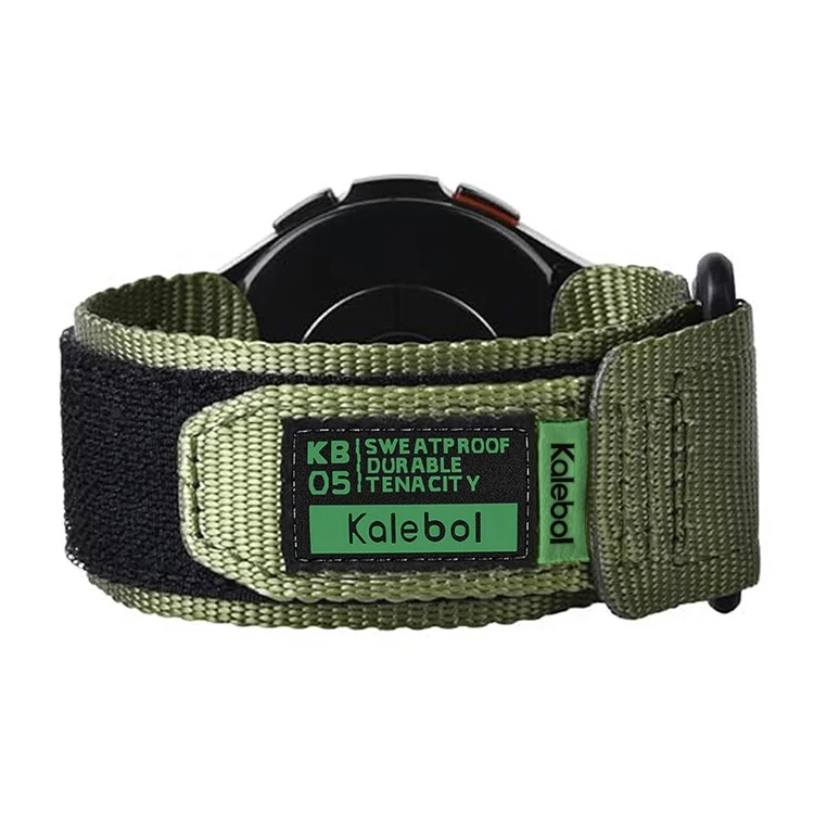 KALEBOL 22mm Nylon Watch Strap for Samsung Galaxy Watch3 45mm / Huawei Watch GT 5 46mm / GT 5 Pro 46mm Wrist Band with Magic Tape - Army Green