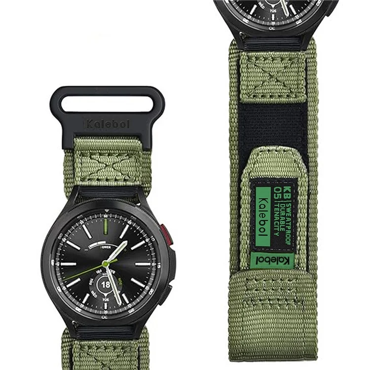 KALEBOL 22mm Nylon Watch Strap for Samsung Galaxy Watch3 45mm / Huawei Watch GT 5 46mm / GT 5 Pro 46mm Wrist Band with Magic Tape - Army Green
