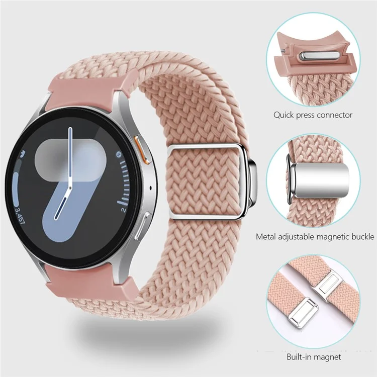 Магнитный ремешок для часов KALEBOL для Samsung Galaxy Watch FE 40 мм / Watch7 / 6 / 6 Classic / 5 / 5 Active / 5 Pro / 4 / 4 Classic / 4 Active - розовый