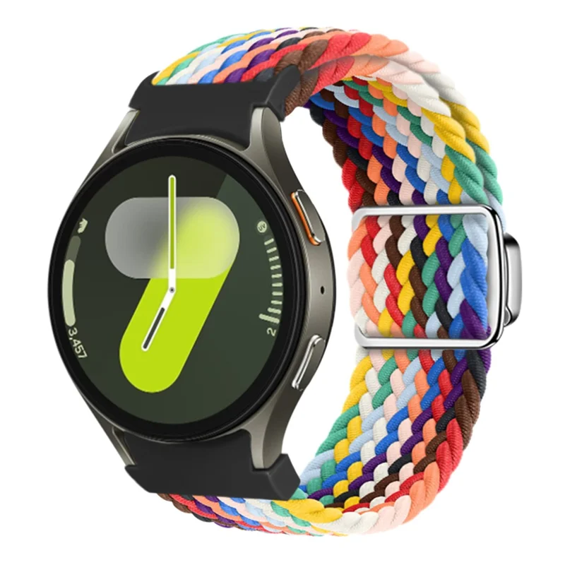 KALEBOL Magnetic Watch Strap for Samsung Galaxy Watch FE 40mm / Watch7 / 6 / 6 Classic / 5 / 5 Active / 5 Pro / 4 / 4 Classic / 4 Active Braided Band - Official Rainbow