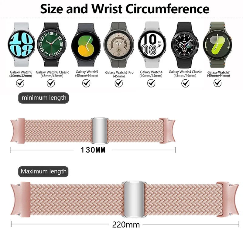 KALEBOL Magnetic Watch Strap for Samsung Galaxy Watch FE 40mm / Watch7 / 6 / 6 Classic / 5 / 5 Active / 5 Pro / 4 / 4 Classic / 4 Active Braided Band - Official Rainbow