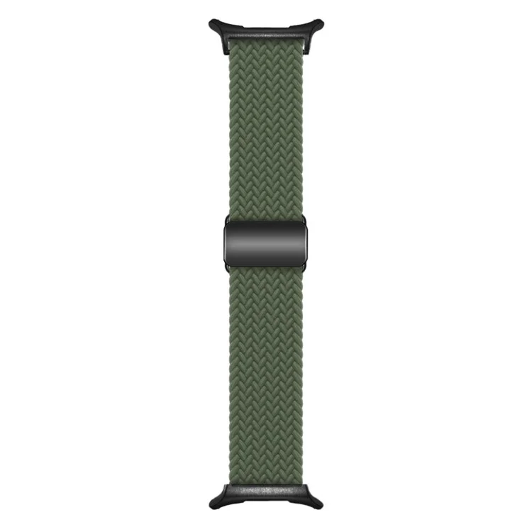 Bracelet de montre pour Samsung Galaxy Watch Ultra 47mm, boucle magnétique, tressé - Olive foncé + boucle noire