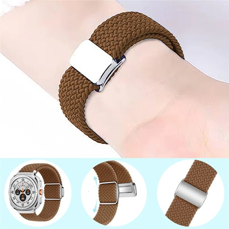 Bracelet de montre pour Samsung Galaxy Watch Ultra 47mm, boucle magnétique, tressé - Olive foncé + boucle noire