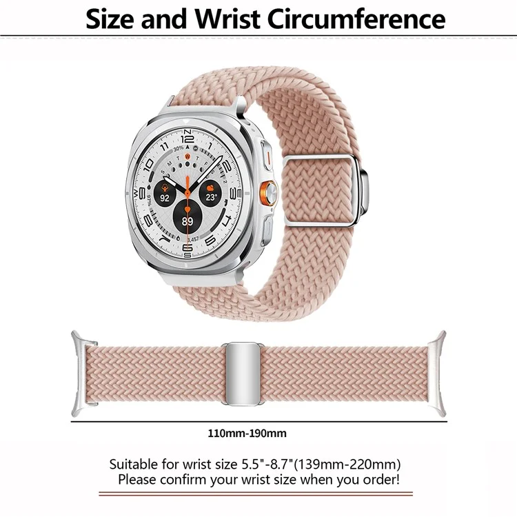 Bracelet de montre pour Samsung Galaxy Watch Ultra 47mm, boucle magnétique, tressé - Olive foncé + boucle noire