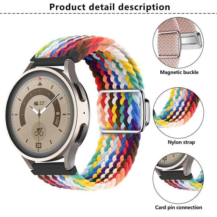 KALEBOL 22mm Magnetic Watch Strap for Samsung Galaxy Watch3 45mm / Huawei Watch GT 5 46mm / GT 5 Pro 46mm Nylon Band - Orange
