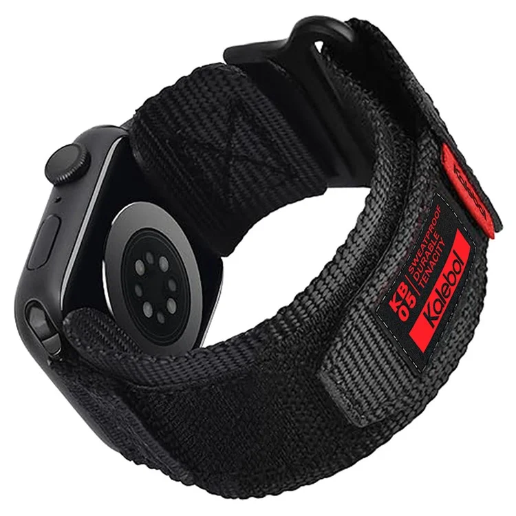 Bracelet de montre KALEBOL pour Apple Watch Series 10 Ultra 9 8 7 SE 6 5 4 3 2 1 46mm 49mm 45mm 44mm 42mm avec bande velcro - Noir