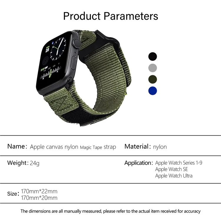 Bracelet de montre KALEBOL pour Apple Watch Series 10 Ultra 9 8 7 SE 6 5 4 3 2 1 46mm 49mm 45mm 44mm 42mm avec bande velcro - Noir