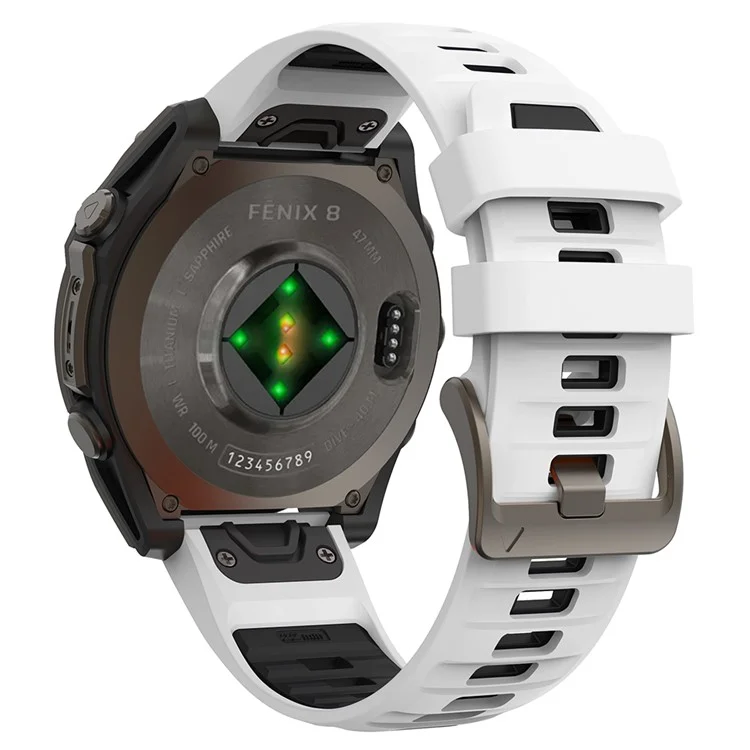 KALEBOL QuickFit 22 мм ремешок для часов для Garmin Fenix 7 Pro / 7 / 6 Pro, двухцветный силиконовый браслет - Белый+Черный