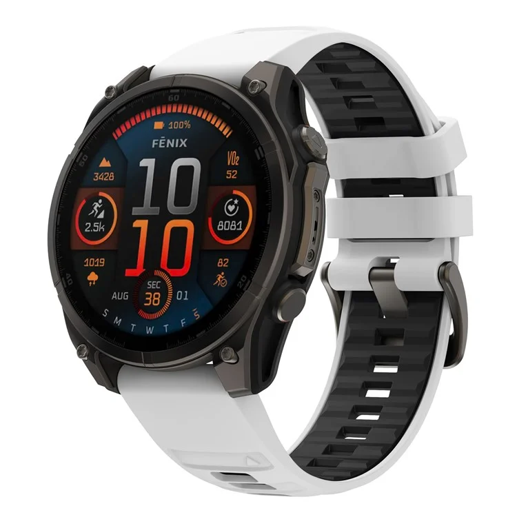 KALEBOL QuickFit 22 мм ремешок для часов для Garmin Fenix 7 Pro / 7 / 6 Pro, двухцветный силиконовый браслет - Белый+Черный