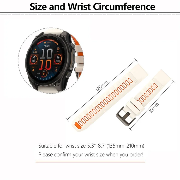 KALEBOL QuickFit 22 мм ремешок для часов для Garmin Fenix 7 Pro / 7 / 6 Pro, двухцветный силиконовый браслет - Белый+Черный