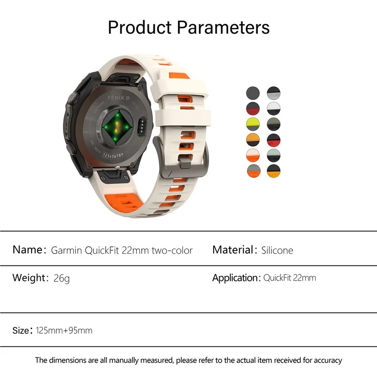 KALEBOL QuickFit 22 мм ремешок для часов для Garmin Fenix 7 Pro / 7 / 6 Pro, двухцветный силиконовый браслет - Белый+Черный