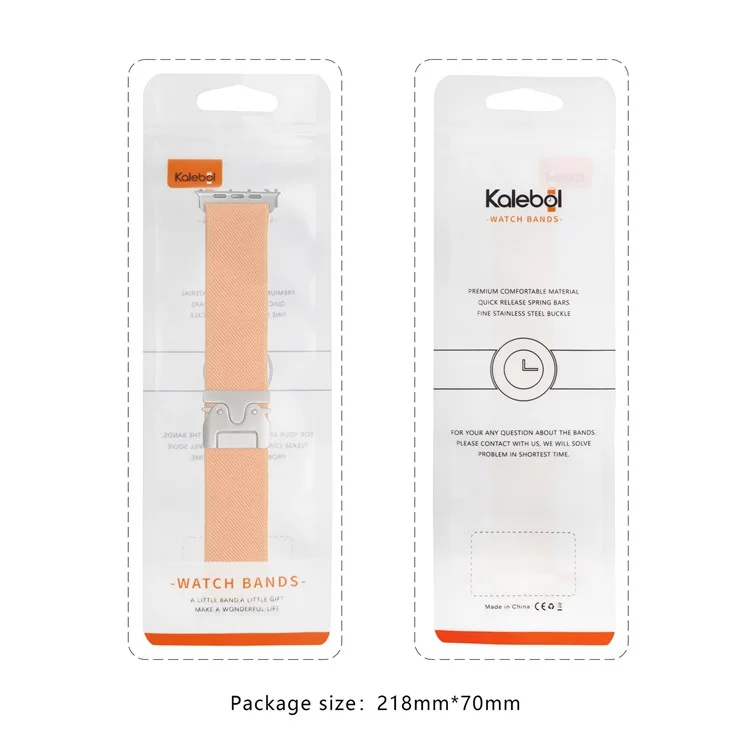 KALEBOL Nylon Watch Strap for Apple Watch Series 10 9 8 7 SE 6 5 4 3 2 1 42mm 41mm 40mm 38mm Elastic Band with Parachute Buckle - Orange