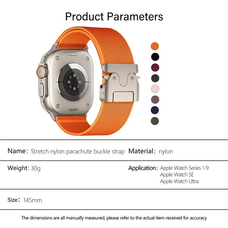 KALEBOL Nylon Watch Strap for Apple Watch Series 10 Ultra 9 8 7 SE 6 5 4 3 2 1 46mm 49mm 45mm 44mm 42mm Band with Parachute Buckle - Orange