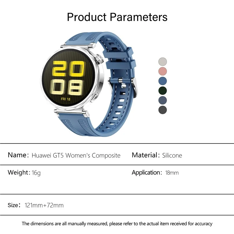 Bracelet de montre en silicone KALEBOL de 18 mm pour Huawei Watch GT 5 41 mm / GT 4 41 mm / Garmin Venu 3S - Rose