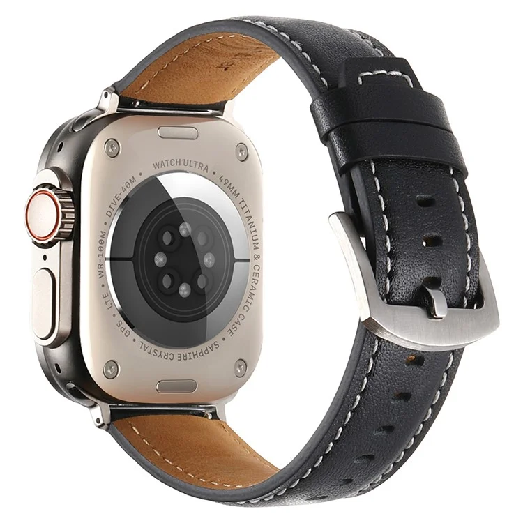 KALEBOL Cinturino in vera pelle di mucca per Apple Watch Series 10 9 8 7 SE 6 5 4 3 2 1 da 42mm, 41mm, 40mm, 38mm - Nero