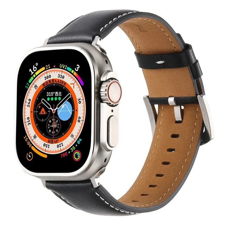 KALEBOL Cinturino in vera pelle di mucca per Apple Watch Series 10 9 8 7 SE 6 5 4 3 2 1 da 42mm, 41mm, 40mm, 38mm - Nero